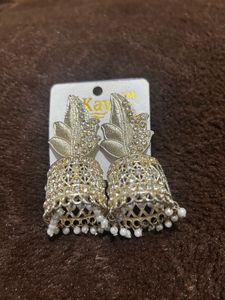 Elegant Gold Jhumka Earrings with Pearls