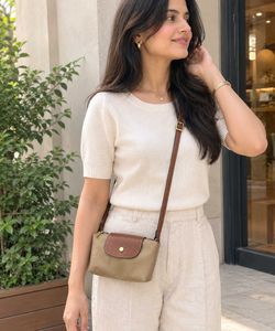 Stylish Nylon & Leather Crossbody Bag