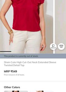 With tag Chic Red Cut-Out Neck Top