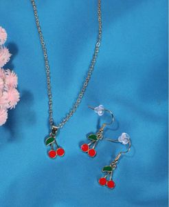 Cute Cherry Necklace and Earring Set