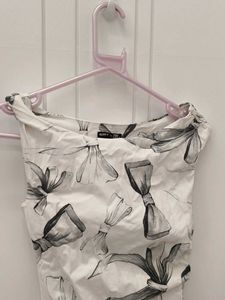 Chic Bow Print Sleeveless Dress