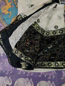 White &amp; Black Designer Saree