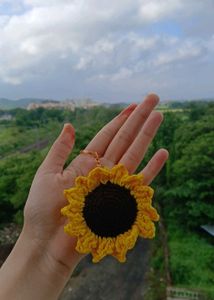 Handmade Crochet Sunflower Keychain