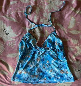 Boho Floral Halter Neck Cami Top