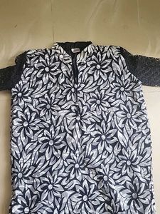 Stylish Printed Kurta with Lace Sleeves