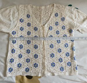 Chic Crochet Floral Button-Up top