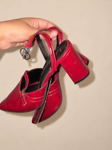 Chic Burgundy Block Heel Sandals