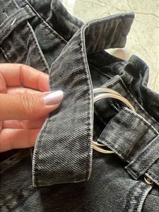 H&amp;M Carbon Black Denim Shorts with Belt