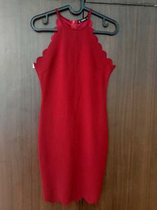Red Scalloped Bodycon Dress