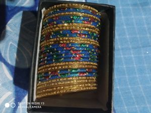 Green Blue Golden Mix Colors Chudi Set