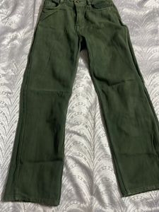 Dark Green Straight Leg Jeans