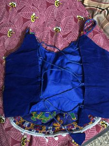 Blue Crop Top &amp; flared Plazo Set Navratri