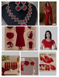 Red Embroidered Net Saree gift hamper
