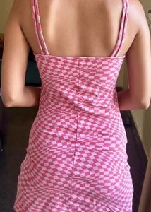 Pink Checkered Mini Dress