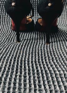 Black Pencil Heels with Red Sole