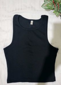 Black Ribbed Racerback Tank Top