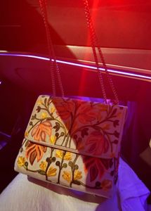 Embroidered Clutch with Chain Strap