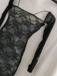 Shein Sheer Lace Black Mini Dress