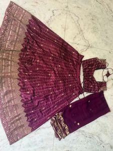 Maroon Embroidered Lehenga Choli Set