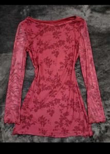maroon mesh dress