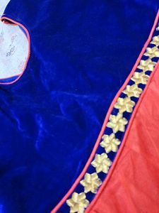 velvet and net anarkali kurti
