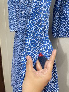 Blue &amp; White Printed Kurta