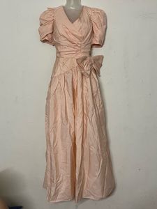 Pintresty Elegant Pink Puff Sleeve Bow Dress