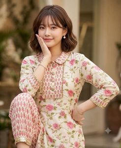 Floral Print Kurta and Pant Set