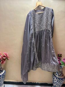Grey naira cut sequence work dress