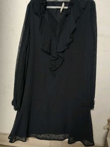 Zara Chic Black Ruffled Mini Dress