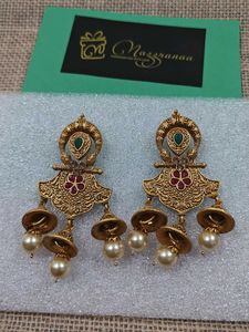 Antique Gold Finish Jhumka Earrings