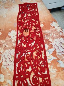 Red Floral Cutout Table Runner