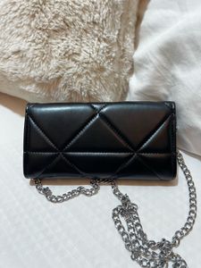 Prada Quilted Black Chain Wallet
