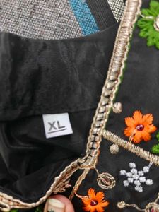 Elegant Black Kurta Set with Tassels