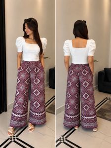 Stylish Printed Palazzo Pants with top and flat