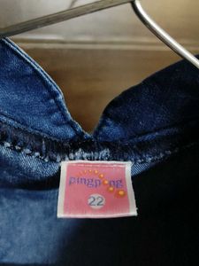 Pingpong Blue Cute Denim Dress for Girls