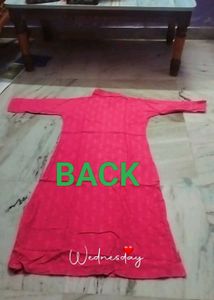 Pink Cotton Blend A-line Kurta