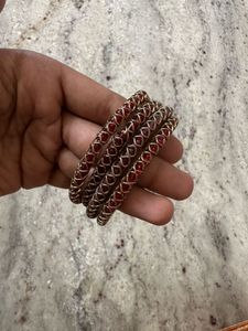 Set of 5 Red Stone Bangles