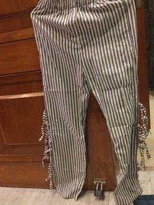 Striped Palazzo Pants with Tassel Detail