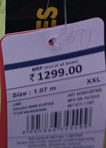 New Unused Xxl Avaasa  Yellow Kurta