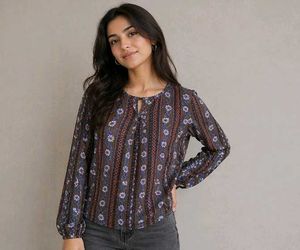 Boho Floral Print Long Sleeve Top