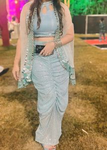 Sparkling Sky Blue Lehenga Choli Set