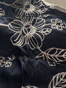 Embroidered Padded Denim Halter Top