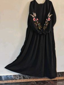Black Embroidered Burqa