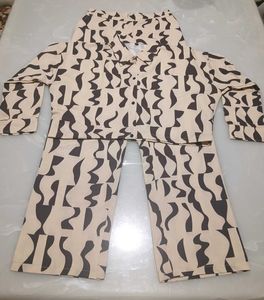 Stylish Printed Crop Top &amp; Wide Leg Pants Set