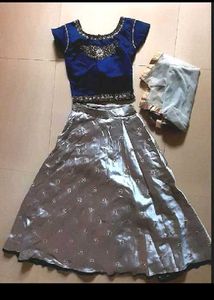 Elegant Blue & Silver Lehenga Choli