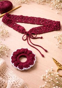 aesthetic crochet scrunchie and waist belt