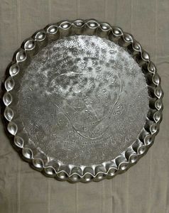 Vintage Embossed Metal Serving Tray