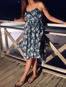 Blue White floral Dress (Padded)