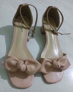 Nude Bow Block Heels